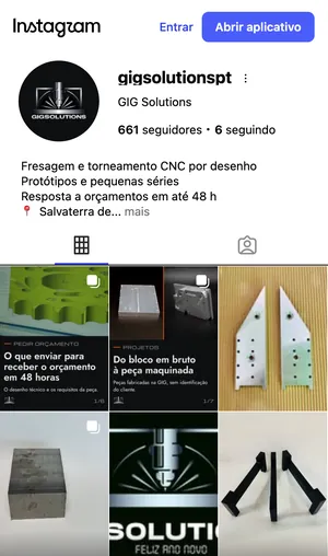 Perfil da GIG Solutions no Instagram